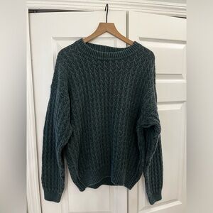 Fenn Wright Manson Dark Teal Cable Knit Crewneck Sweater